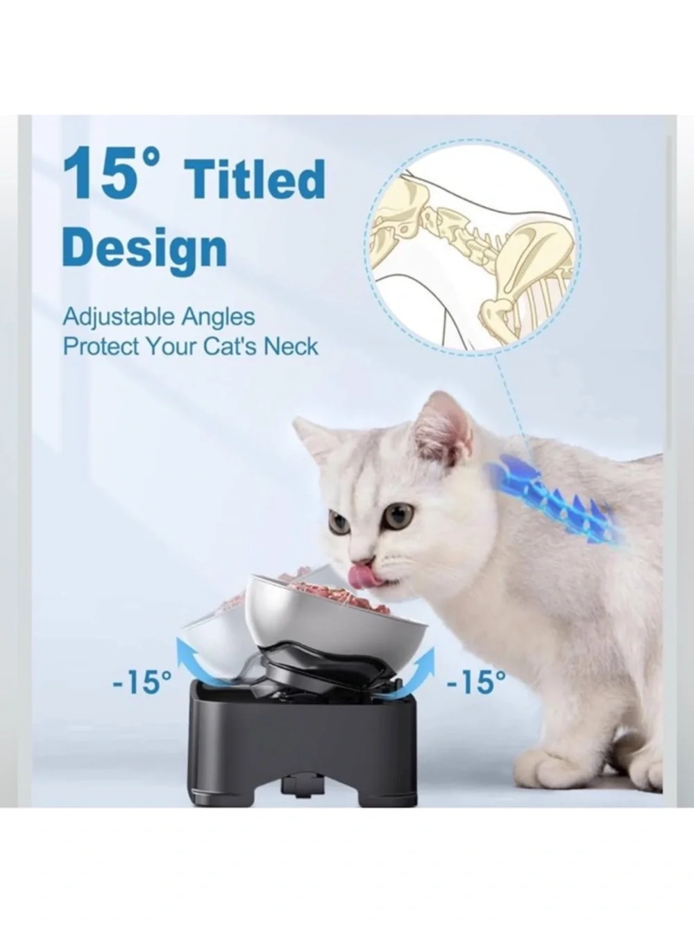 Adjustable Height and Tilt Double Pet Bowl Set